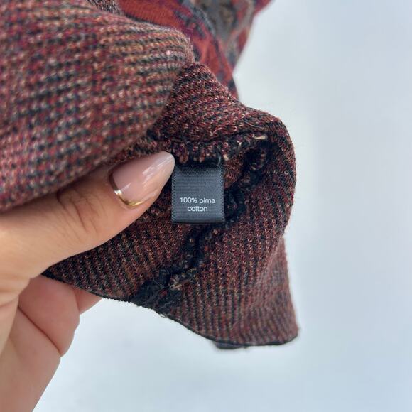 Peruvian Connection V-Neck Long Sleeve Short Knit Dress Pima Cotton Autumn XS - Picture 6 of 6